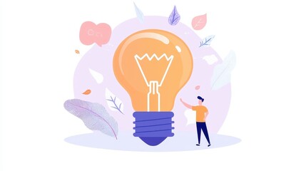 Man With Light Bulb Idea Illustration