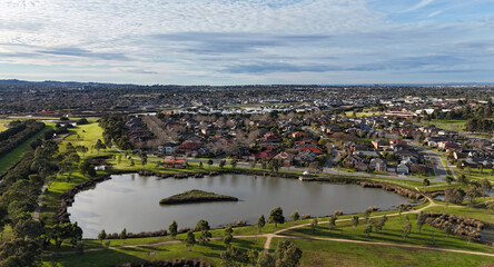 Fototapeta premium Suburban living by the lake