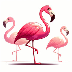 Obraz premium Pink Flamingo Cartoon for Fun Summer Designs