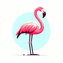 Obraz premium Cartoon Flamingo Illustration for Tropical Decor