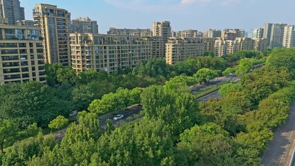 Aerial photography of greening in urban communities in Hangzhou
