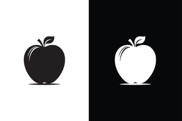 Apple icon illustration. Apple icon silhouette vector isolated illustration black