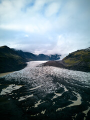 Svinafellsjokull Glacier Iceland Drone view