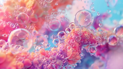 Complex bubble formations, merging in organic shapes, playful and detailed, 3D render