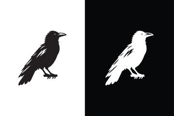 Black crow icon silhouette. Crow black silhouette vector illustration.