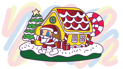 doodle pop art christmas background vector design