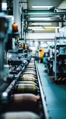 Industrial factory floor with multiple machine tools, machinery in action, spacious workshop, equipment setup