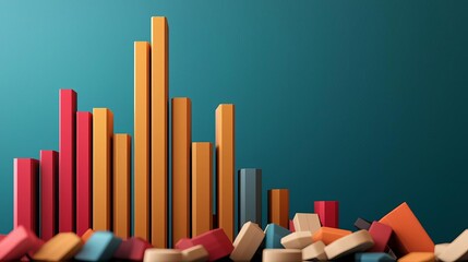 Panic on Wall Street, collapsing stocks, 3D illustration