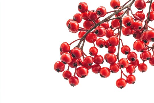 Red mountain ash or rowan berries isolated on white background