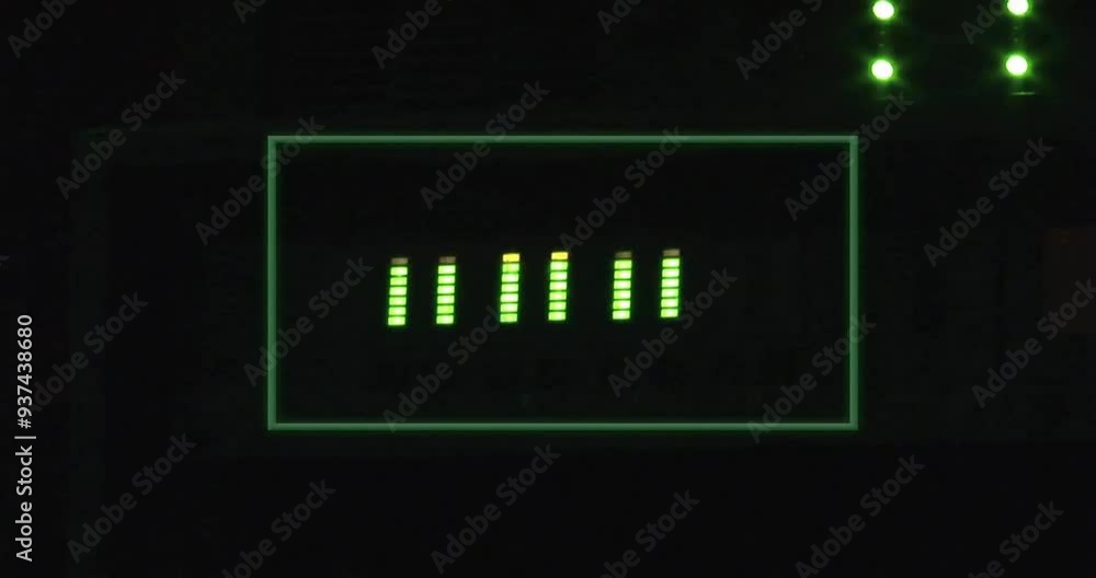 Aufkleber green equalizer bars animation over black background with rectangular frame