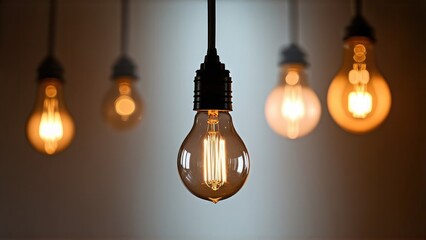 light bulb on a background of blurred light bulbs