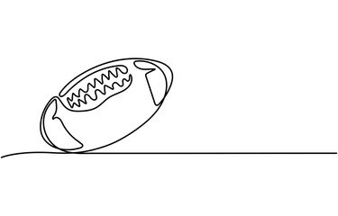 American football One line drawing, One continuous line drawing American football ball. sport ball concept, American football ball in single continuous line style. One line drawing of Rugby ball.