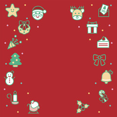 クリスマス　フレーム　背景　アイコン　ピクトグラム　かわいい　コピースペース　イラスト　背景