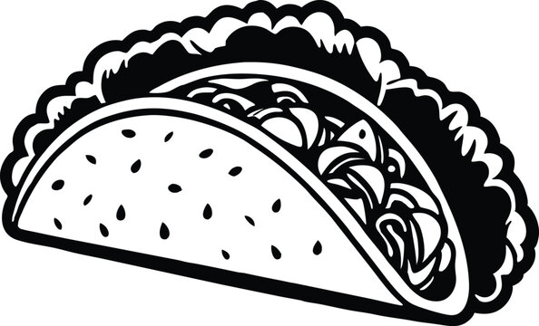 recommend clip art: Tacos food silhouette illustration black and white