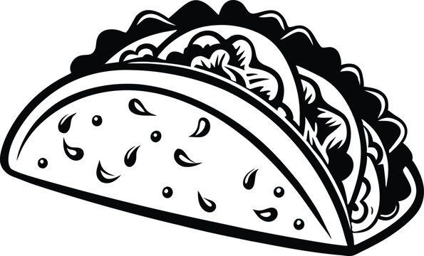 recommend clip art: Tacos food silhouette illustration black and white