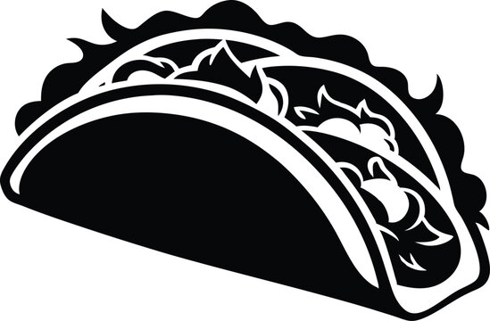 black and white taco food graphic clip art preview