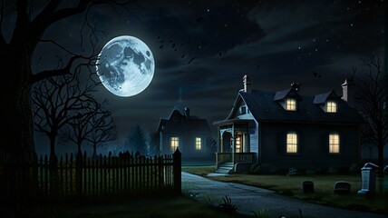 Naklejka premium halloween background with castle