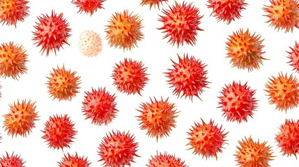 A lot of rambutan pattern isolated on white background photo realistic photo realistic hd 4k ultra hd.