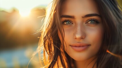 Close Up of a Woman with Freckles Looking at Camera