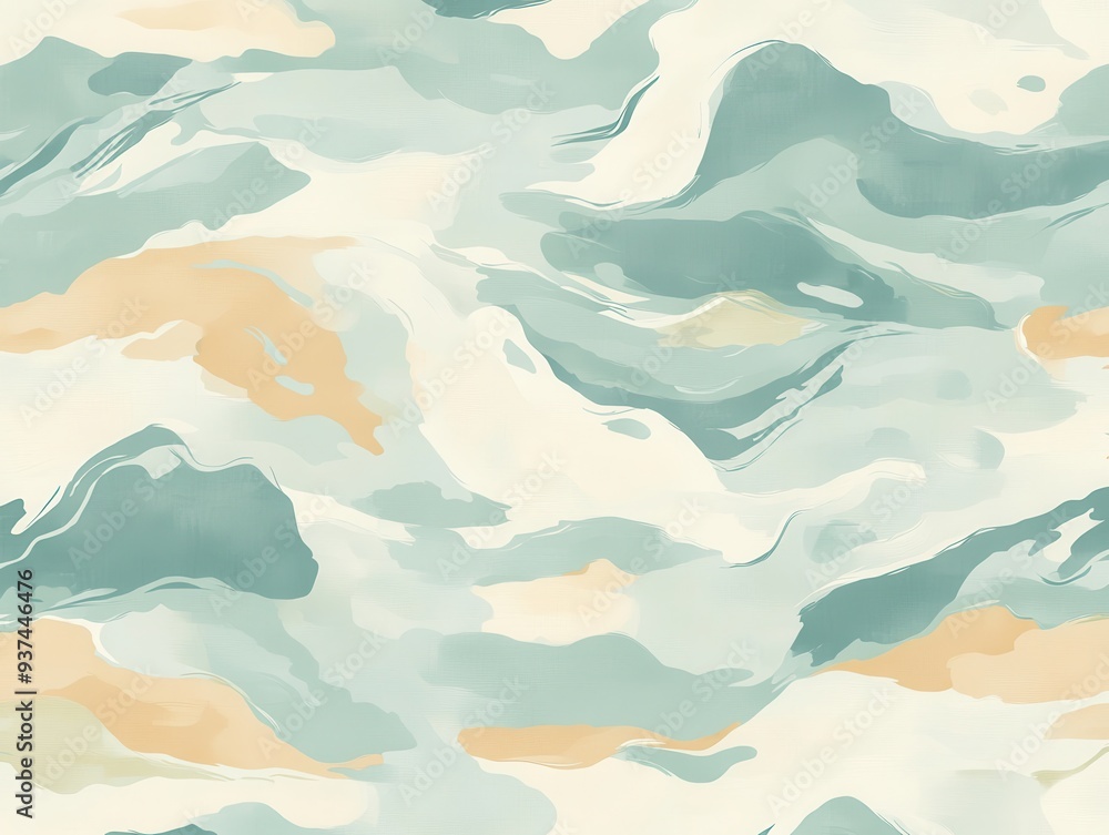 Poster abstract wave pattern in soft colors, ideal for backgrounds or textile designs.