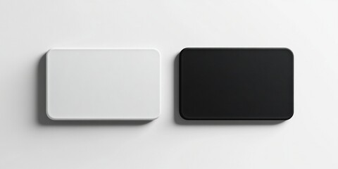 Minimalist White and Black Fabric Patch Mockup, Top View on White Background