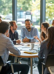 Fototapeta premium Group Of Diverse Business People Sitting Around A Table In A Meeting