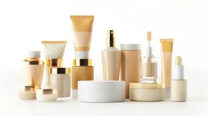 face moisturizers with different formulations and SPF protection isolated on white background