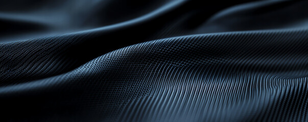 Fototapeta premium Elegant black fabric folds create a luxurious texture, perfect for fashion or interior design projects.
