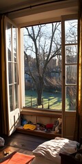 Open French Doors and View of Garden