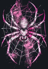 Pink spider web art