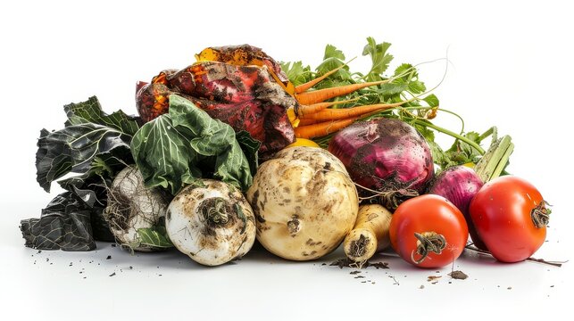 rotting veges isolated on white background