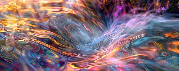 Light trails in a stream, creating complex abstract patterns, organic and lively, digital illustration