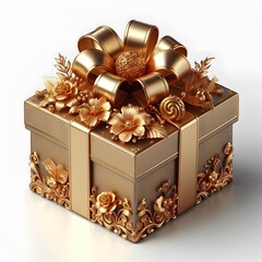 Christmas Gift Box - Isolated on White Background