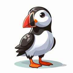 Naklejka premium vector illustration of a Puffin bird against white background