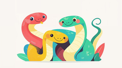 Obraz premium 三匹の可愛い仲良し蛇