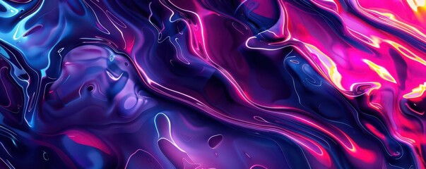 Liquid shapes in bright neon, organic and fluid, dynamic movement, digital art, high detail