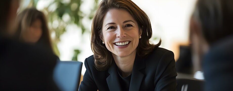 Smiling Businesswoman in Meeting