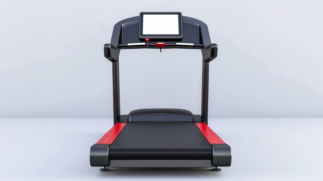 Smart treadmill console with blank screen isolated on white background
