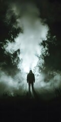 Mysterious Figure Standing in Smoke