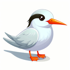 Obraz premium vector illustration of a Tern bird against white background