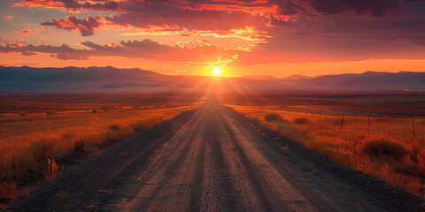 an amazing roadway stretching far into the distance, extremelly beautiful