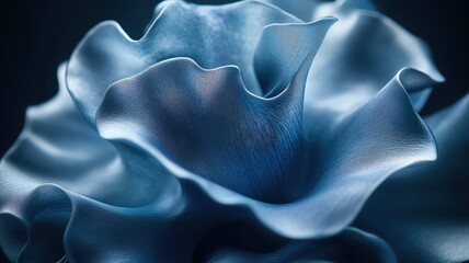 Fototapeta premium Delicate blue flower petal with soft curves and elegant texture, perfect for artistic designs and nature themes.