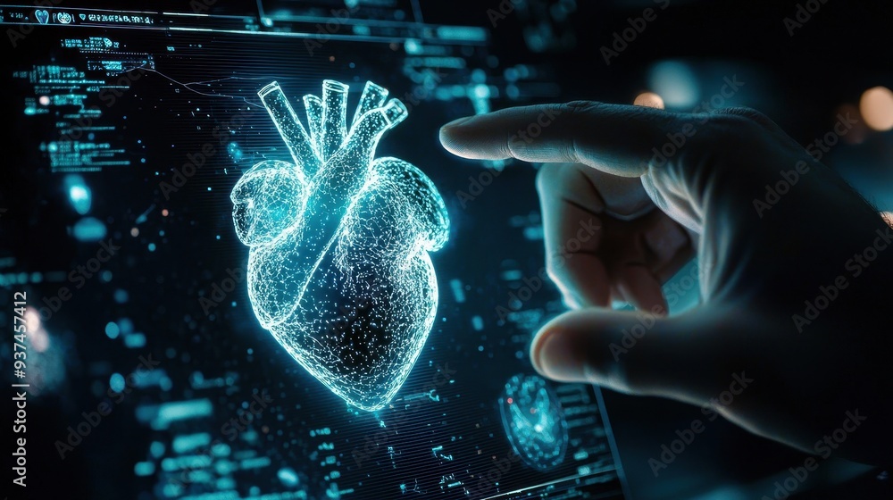 Aufkleber digital human heart visualization on a computer screen