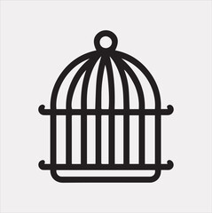 Bird cage outline Vector silhouette illustration icon on a white background 