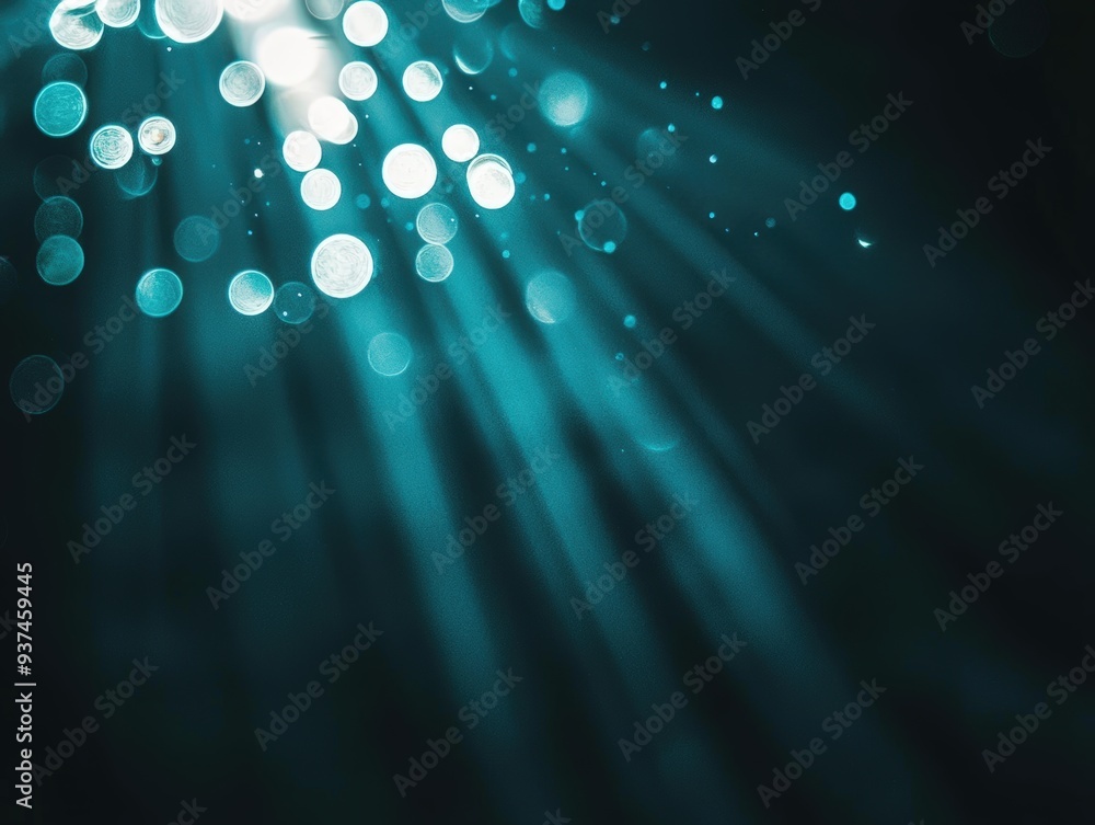 Poster teal light rays & bokeh