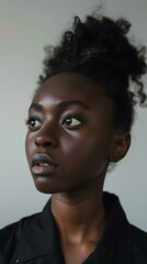 Portrait of a Black Woman with Curly Hair