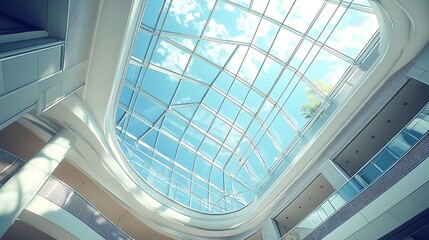 Modern Interior Design with Glass Skylight - Photo
