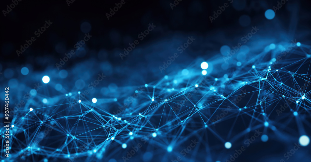 Poster Digital background with glowing nodes and lines, perfect for tech and data backgrounds. High quality photo