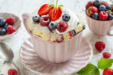 Mixed berry microwave mug cake