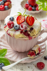 Mixed berry microwave mug cake